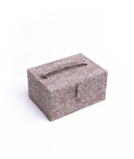 CAJA DE COSTURA FORRADA FLORES PEQ. GRIS 24.5X17.5 - Image 2